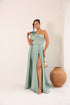 VESTIDO LISO UM OMBRO SÓ BABADO VESTIDO DE FESTA PETRA FINA VERDE P